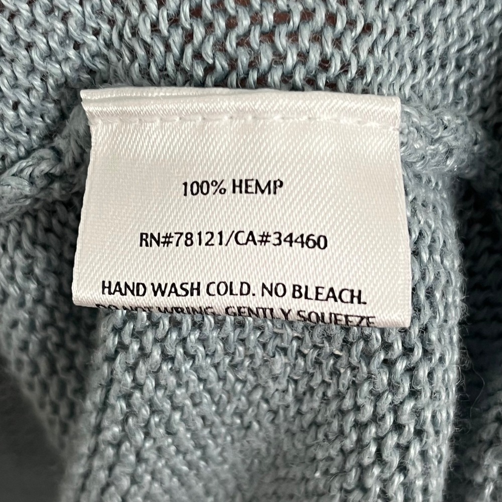 Eileen Fisher Knit Tunic Top, Italian Hemp, Short Sleeve, V Neck, Blue, L‎ - Picture 4 of 5
